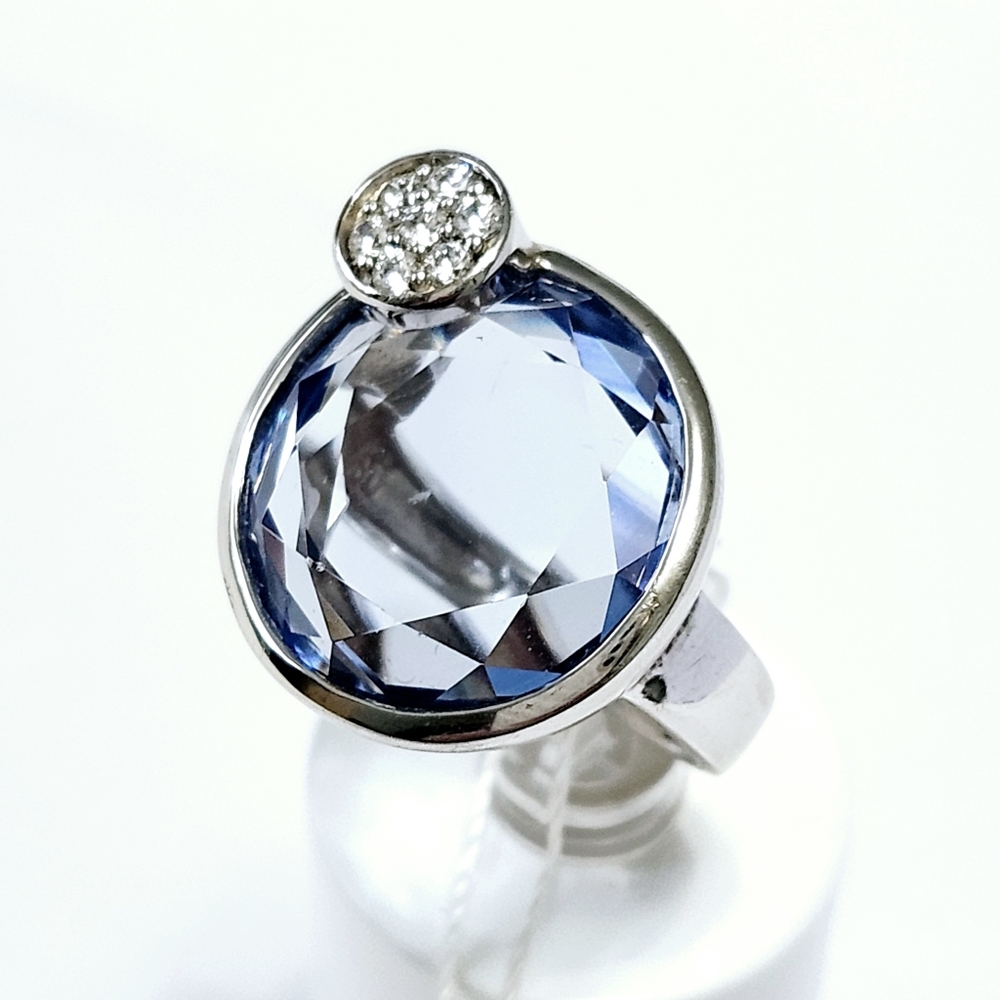 New Sterling silver round blue ring sz 6.5 - Picture 4 of 10